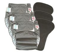 3 Pack Adult Cloth Diapers with Oversized Diaper Inserts, TPU Waterproof Nappy Reusable Washable Elderly Incontinence Care Protection Nappies Underwear for Men or Women, Waist 35.4-47.2Inches (L)