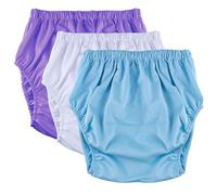 3 Pack Adult Diaper Covers,Leakproof Incontinence Underwear Washable Reusable Waterproof Adults Plastic Pants Diaper Cover Incontinence Panties Unisex(Purple+White+Blue,XX-Large)