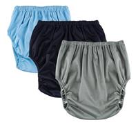 3 Pack Adult Diaper Covers,Leakproof Incontinence Underwear Washable Reusable Waterproof Adults Plastic Pants Diaper Cover Incontinence Panties Unisex(Blue+Black+Gray,Small)