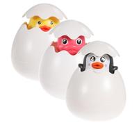 3-Pack Animal Bath Toys, Floating Water Spray Eggs with Gentle Sprinkler for Toddler Fun, Penguin Dinosaur Duck Designs, Smooth Surface for Safe Play, in Assorted Colors