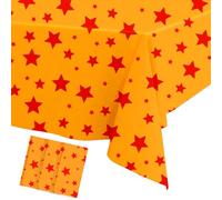 3 Pack Anime Theme Tablecloths Yellow and Red Stars Print Table Cover Set 108 x 54 Inches Rectangular Party Disposable Table Cover Party Decor Supplies Anime Theme Party Decoration