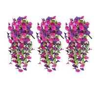 3 Pack Artificial Morning Glory Vines 29.5 Inch UV Resistant Hanging Flowers Silk Fake Plants for Outdoor Garden Wall Porch Wedding Spring Decoration (H)