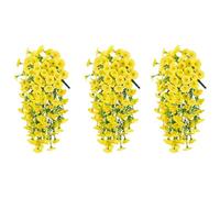 3 Pack Artificial Morning Glory Vines 29.5 Inch UV Resistant Hanging Flowers Silk Fake Plants for Outdoor Garden Wall Porch Wedding Spring Decoration (D)