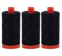 3-PACK - Aurifil 50WT - Black, Solid - Mako Cotton Thread - 1422Yds EACH