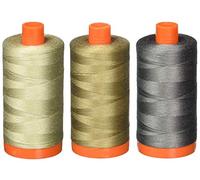 3-Pack - Aurifil 50WT - Stone + Sandstone+ Grey Smoke, Solid - Mako Cotton Thread - 1422Yds Each
