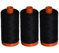 3-PACK - Aurifil A1050-2692 Mako Cotton Thread Solid 50WT 1422Yds Black