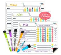 3 Pack Award-Winning Magnetic Chore Charts for Multiple Kids, Teens & Adults - Dry Erase Reward Chart Whiteboards - Task Organisation & Responsibility Checklists for Families