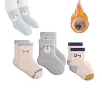 3 Pack Baby Ankle Thick Warm Socks Winter Socks 1-3 Year Indoor Crawling Socks Ankle Crew Socks Cartoon Animal Infant Terry Socks for Baby Boys Girl