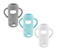 3 Pack Baby Bottle Silicone Sleeve, Anti Breakage Bottle Holder, Silicone Water Bottle Sleeve, Baby Feeding Bottle Cover Anti- Baby Bottle Sleeve with Handle 250ml (L)