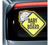 3 Pack Baby on Board Sticker for Cars, Warning Signs, High Intensity Reflective Waterproof Vinyl Safety Car Signs, See Through When Reversing for Windows, Bumpers, Rear Side