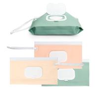 3 Pack Baby Wipes Dispenser Portable Wet Wipe Dispenser Box Refillable Travel Wipes Holder Reusable Baby Wipe Storage Pouch for Home and On The Go, 3 Colors