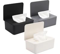 3 Pack Baby Wipes Dispenser Wipe Holder with Lids, Keeps Wipes Fresh, Refillable Wipes Container with Sealing Design, Bathroom Tissues Wipes Case Box