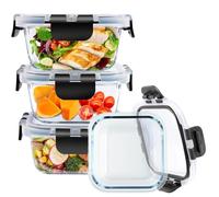 3 Pack Bariatric Meal Prep Containers, 8 oz Glass Bowls for Portion Control, Reusable Glass Lunch Box Bento Snack Food Containers with BPA Free Airtight Lids, Bariatric Must Haves