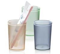 3 Pack Bathroom Toothbrush Holder, Unbreakable Toothbrush Cups, Plastic Tumbler, Reusable Mouthwash Cup for Bathroom Cup, Drinking Cups(Colorful 1)