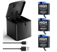 3 Pack Batteries for GoPro Hero 12 11 10 9 and 3 Channel USB Battery Charger with Type C Cable, 2500mAh Replacement High Power Batteries for GoPro Hero 12 11 10 9 Black Action Camera