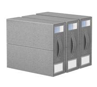 3 Pack Bed Sheet Organizer and Storage, Foldable Bedding Storage for Linen Closet, Wardrobe Storage Organiser, Sheets Set Folder Keeper with Window XL (Queen & King Size) bedding organiser, (Gray)