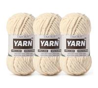 3 Pack Beige Fluffy Chunky Chenille Crochet Yarn, Baby Yarn for Crocheting Soft Blanket, Bulky Velvet Yarn (100g/54.8yds Each), Plush Amigurumi Yarn for Knitting Crafts, Scarves, Puzzle