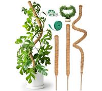 3 Pack Bendable Moss Pole 28" 48" 63" Monstera Plant Support Stakes for Climbing Indoor Plants -Tall Coir Plant Pole Sticks Support Stakes for Potted Plant, Pothos, Philodendron Houseplants