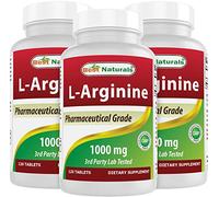 3 Pack - Best Naturals L-Arginine 1000 mg 120 Tablets - Pharmaceutical Grade L Arginine supplement promotes nitric oxide synthesis (Total 360 Tablets)