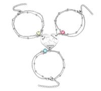 3 Pack BFF Bracelets for 3 Girls,Friendship Bracelet For 3 Girls, Friendship Puzzle Piece Bracelet, Stainless Steel Matching Heart Link Bracelets, Best Friends Forever Gifts for Women,Sisters & Friend
