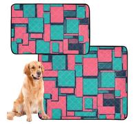 3 Pack Big Dog Pee Mat Dog Pee Mat Washable Anti Slip Floor Mat for Sofa 20x24in Irregular Square Color - Block Pattern