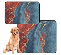 3 Pack Big Dog Pee Mat Muddy Mats for Dogs Washable Anti Slip Mat for Pet Bed 20x24in Red and Blue Marble Texture
