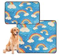 3 Pack Big Dog Pee Mat Rug for Dogs Muddy Feet Washable Anti Slip Floor Mat for Outdoor 20x24in Rainbow Cloud Blue Art