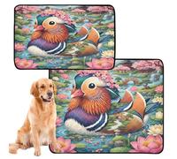 3 Pack Big Dog Pee Mat Washable Dog Rug Anti Slip Mat for Dogs for Beach 20x24in Mandarin Duck Water Lily Pond Collage