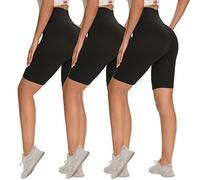 3 Pack Biker Shorts for Women - 8"/5"/3" High Waisted Tummy Control Workout Yoga Running Athletic Shorts, Black/Black/Black, L-XL