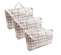 3 PACK Black 100x60x25cm XXL Jumbo Durable Reusable Foldable Waterproof Zipped Laundry Bags Heavy Duty Strong Clothing Wardrobe Storage Moving House Shopping Decorations Storage Bags