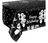 3 Pack Black and Silver Plastic Tablecloths for Rectangle Tables, Disposable Party Table Cloths, Black Silver Table Covers for Birthday Baby Shower Party Decorations Supplies Decorations, 54" x 108"