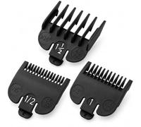 3 Pack Black Clipper Guide Combs, Hair Clipper Guard Set | Compatible with Wahl, Babyliss and most standard clipper blades. Durable nylon build, precise even cuts for home and salon gr