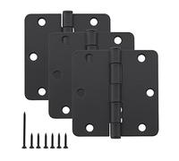 3 Pack Black Door Hinges 3.5 Inch Interior Door Hinges 3 1/2-in Matte Black Door Hinges Door 3.5" x3.5 Inch Hinges Rounded 1/4" Raidus Standard Residential Bedroom Door Hinge HOME MASTER HARDWARE