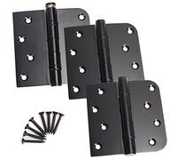 3 Pack Black Heavy Duty Pin Removable 4" X 4 Inch Stainless Steel Ball Bearing Square Door Hinges with 5/8" Radius Corners, Heavy Duty Interior & Exterior Door Hardware for Left & Right Doors Hinge