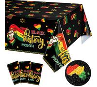 3 Pack Black History Month Tablecloth Afro African American February Table Cover Rectangular Plastic Disposable African American Table Cloth Decor for Holiday Party Table Decoration, 54 x 108 Inch