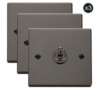 3 Pack - Black Nickel 1 Gang 2 Way 10Ax Toggle Light Switch - Se Home