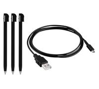 3 Pack Black Touch Screen Stylus Pens & USB Charge Charging Cable Bundle For The Nintendo DS DSL Lite Console