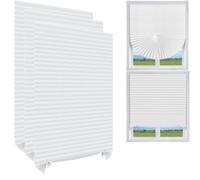 3 Pack Blackout Blinds Stick on, Temporary No Drill Blinds for Bedroom Bathroom Kitchen Windows, Non-Woven Fabric Cut to Any Size, with Clips for Privacy Protection (White)