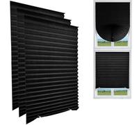 3 Pack Blackout Blinds Stick on, Temporary No Drill Blinds for Bedroom Bathroom Kitchen Windows, Non-Woven Fabric Cut to Any Size, with Clips for Privacy Protection