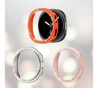 3-Pack Bling Rhinestone PC Bumper Case for Samsung Galaxy Watch 9/8 40mm 44mm, Sparkling Diamond Protective Watch Frame Accessories (Orange + Starlight + Pink Sand,44mm)