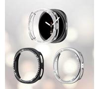 3-Pack Bling Rhinestone PC Bumper Case for Samsung Galaxy Watch 9/8 40mm 44mm, Sparkling Diamond Protective Watch Frame Accessories (Black + Transparent + Silver,44mm)