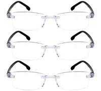3-Pack Blue Light Blocking Glasses, No-Frame Design HD Reading Glasses for Men & Women, Lightweight Computer Glass with Case (Black) Blue Light for Woman