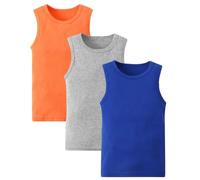 3 Pack Boys Vest Tops, Stretchy Crew Neck Sleeveless T-Shirt Plain Solid Camisole Shirts Multipack Summer Tank Top Athletic Basic Cotton Tees Loungewear Blue 10-11 Years