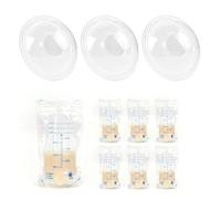 3-Pack Bra, Nipple Guard Spilled Milk Collector for Breastfeeding, Collect and Preserve Breast Milk and 6 Milk Storage Bags
