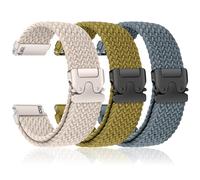 3 Pack Braided 18mm Strap for Garmin Venu 4 41mm/3S 2S/Vivoactive 4S 3S/Vivomove 3S/Forerunner 255S Music 265S Men/Women, Elastic Nylon Sport Band for Huawei Watch 5 42mm/GT 6/5/4 41mm/GT5 Pro 42mm