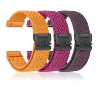 3 Pack Braided 18mm Strap for Garmin Venu 4 41mm/3S 2S/Vivoactive 4S 3S/Vivomove 3S/Forerunner 255S Music 265S Men/Women, Elastic Nylon Sport Band for Huawei Watch 5 42mm/GT 6/5/4 41mm/GT5 Pro 42mm