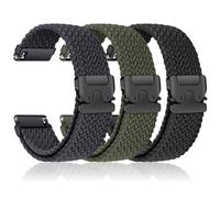 3 Pack Braided 20mm Strap for Samsung Galaxy Watch 7 6 5 4 FE 40mm 44mm/6&4 Classic 46mm 42mm 47mm 43mm/5Pro 45mm Men/Women,Elastic Nylon Sport Band for Garmin Vivoactive 5 6 3/Forerunner 55 245 165