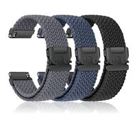 3 Pack Braided 20mm Strap for Samsung Galaxy Watch 7 6 5 4 FE 40mm 44mm/6&4 Classic 46mm 42mm 47mm 43mm/5Pro 45mm Men/Women,Elastic Nylon Sport Band for Garmin Vivoactive 5 6 3/Forerunner 55 245 165