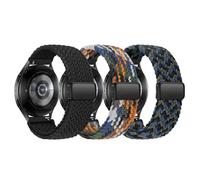 3 Pack Braided Bands Compatible with Samsung Galaxy Watch 7 6 4 5 FE Band 44mm 40mm/Galaxy Watch 6 4 Classic 42mm 46mm 43mm 47mm/Watch 5 Pro Band 45mm/Active 2, 20mm Stretchy Nylon Sport Band
