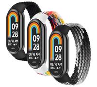 3 Pack Braided Solo Loop Compatible for Xiaomi Smart Band 9/ Mi Band 8 Strap,Adjustable Elastic Nylon Sport Band Replacement Stretchable Wristband for Xiaomi Mi Band 9/Miband 8 Women Men,L